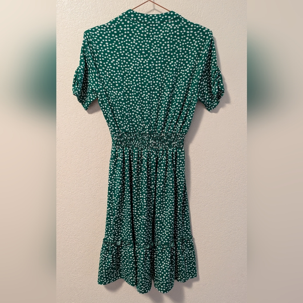 Kate & Lily Kelly Green Polka Dot Dress - Picture 2 of 7